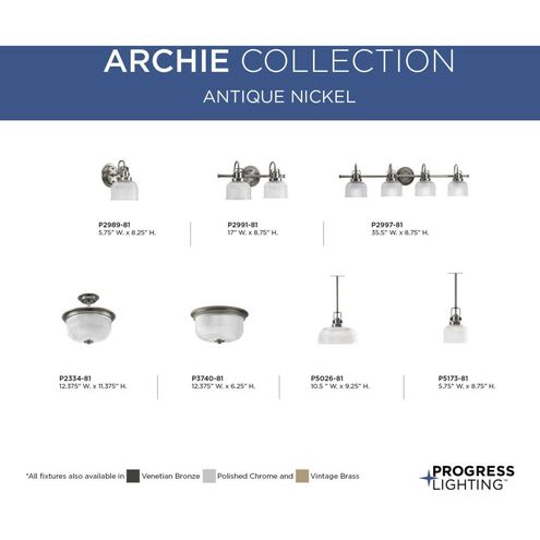 Archie 1 Light 6 inch Antique Nickel Mini-Pendant Ceiling Light